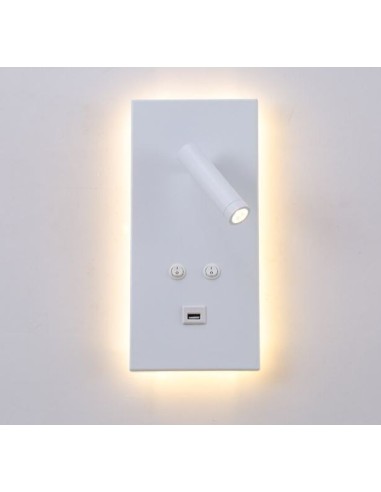 APLIQUE ALUMINIO LED 3+12W USB - Imagen 1
