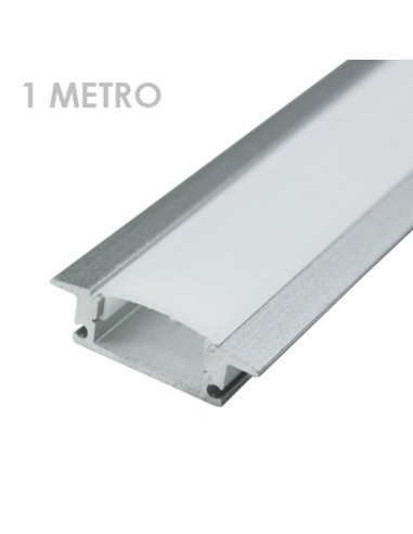 Perfil rectangular aluminio tira led 1 m con pestañas - Imagen 1