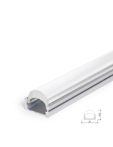 Perfíl Aluminio Tira LED Difusor Transparente LLE-ALP001-RL x 2M