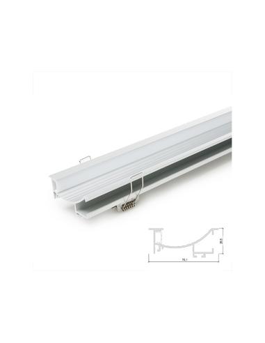 Perfíl Aluminio Tira LED Instalación Escaleras - Difusor Opal  x 1M