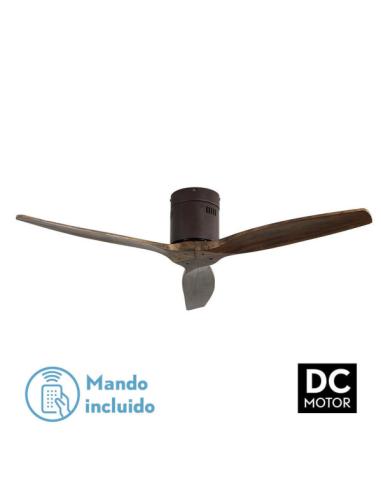 Ventilador Dc Aguilon Marron 3 Aspas Roble 5 Velocidades Sin Luz Remoto Y Temporiz.132d