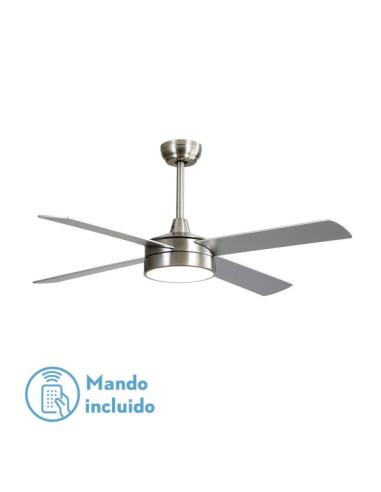 Ventilador Nevery 24w 2950lm Niquel 4 Asp 132d Haya/plata 3000-4000-6000k C/remoto