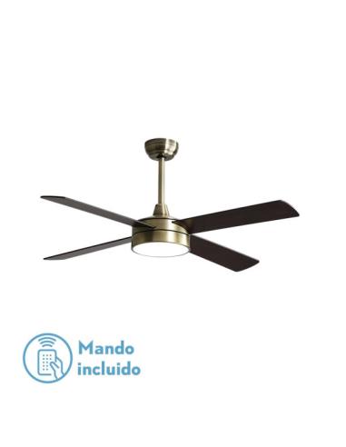 Ventilador Nevery 24w 2950lm Cuero 4 Asp 132d  Roble/cerezo 3000-4000-6000k C/remoto