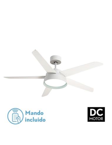 Ventilador 25w Dc Blanco Lebeche 5 Aspas Rev.  Blanca/haya 6 Vel. 3000-4000-6000k 132d Remoto,memoria Y Temporizador