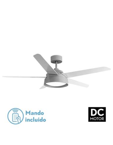 Ventilador 25w Dc Gris Lebeche 5 Aspas Rev.  Blanca/haya 6 Vel. 3000-4000-6000k 132d Remoto,memoria Y Temporizador