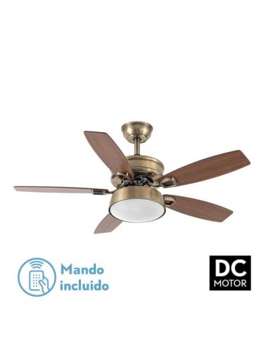 Ventilador 30w Dc Braw Cuero 5 Aspas Nogal/roble  6 Vel. 3 Colores 106,7d C/remoto, Memoria Y Temporizador 2850lm