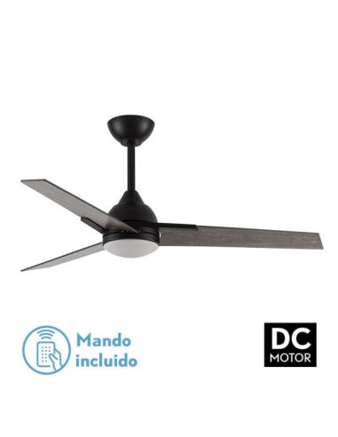 Ventilador 22w Dc Argestes Negro 3 Aspas Gris  6Velocidades 3Colores 2180lm 132D C/remoto, Memoria Y Temporizador