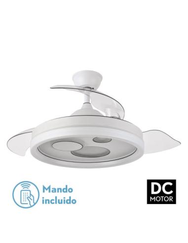 Ventilador Dc Turia 72w 6120lm Blanco 3 Asp.desplegables 32/47x50/107d. 3 Colores C/remoto+temporizador+memoria