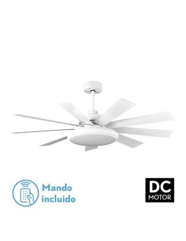 Ventilador Dc Pireo 36w Blanco 9 Aspas Blanca/haya  6 Vel 3Colores 3800lm 132d C/remoto, Memoria Y Temporizador