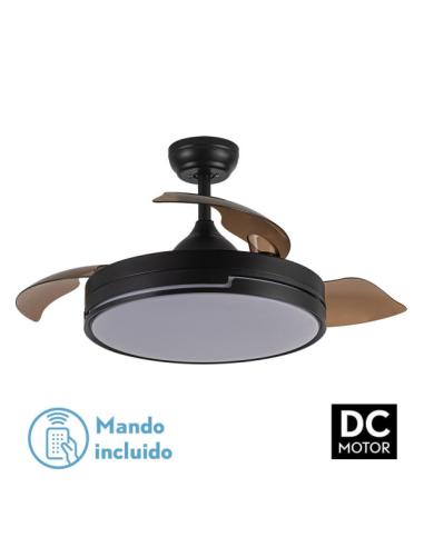 Ventilador DC 72w Olimpia Negro 3 Aspas 109d 6vel. 7200lm 3 colores c/remoto, Memoria Y Temporizador