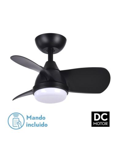 Ventilador Dc 24w Pirdo Negro 3 Aspas 60d 2400lm 6 Velocidades 3000-4500-6000k C/remoto, memoria Y Temporizador