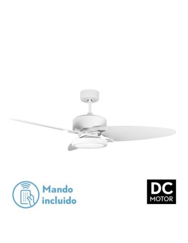 Ventilador Dc Cross 30w Blanco 3 Aspas Blanco/haya 6vel. 3 Colores 3250lm132d Remoto, Memoria Y Temporizador