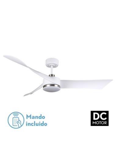 Ventilador Dc Tempel 26w Blanco/niquel 3 Aspas 132d 6vel. 3 Colores 2950lm  C/remoto Y Temporizador