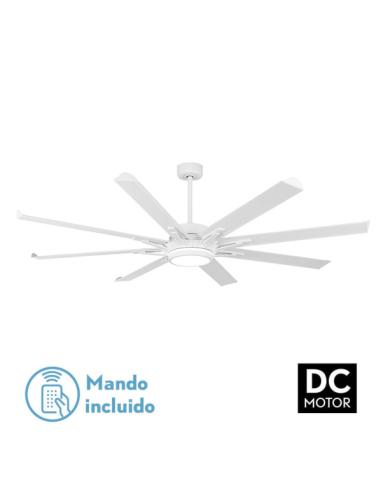 Ventilador Dc Grado 30w+15w Blanco 8 Aspas Aluminio 198d 6vel. 3 Colores 4875lm Remoto,memoria,temporizador