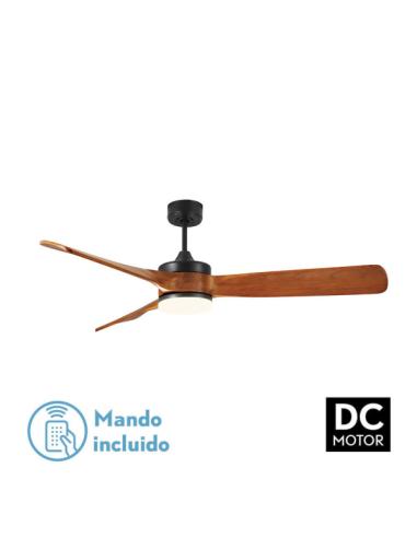 Ventilador Dc Oriente 26w Negro 3 Aspas Roble 132d 6vel 3colores 2950lm Remoto,memoria,temporizador