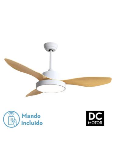 Ventilador Dc Hayate 48w 4078lm Blanco/haya 3 Asp 39/54x120x120cm 3000-4000-6000k C/remoto