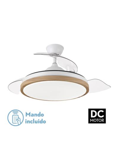 Ventilador Dc Evros 72w 6120lm Blanco/haya 3asp.despegables 32/47x50/107d.3colores ,remoto+temporizador+memoria