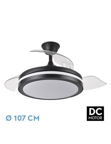 Ventilador Dc Esparta 72w 6120lm Negro 107d 3asp Desp.3000-4000-6000k Remoto+tempo+memo