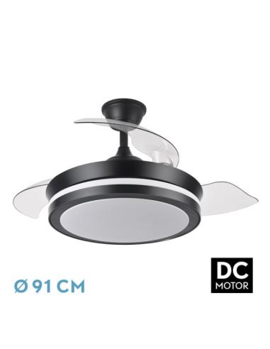 Ventilador Dc Esparta Negro 72w 6120lm 91d 3asp.d Esp.3000-4000-6000k Remoto+tempor+memori