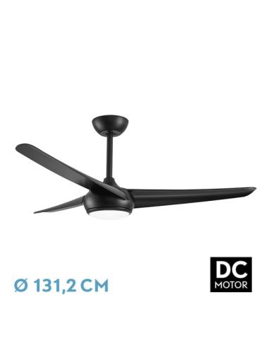 Ventilador Dc Patras 24w Negro 3aspas 6vel 3colores 131,2d 2424lm Remoto,memoria,temporizador