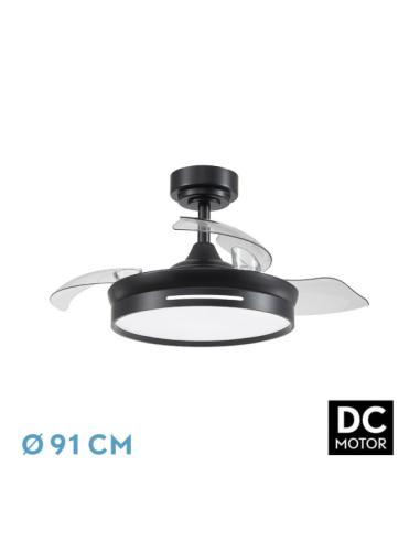 Ventilador Dc 48w Micenas Negro 3asp.91d 6velocidades 4800 Lm 3000-4000-6000k Remoto+memoria+temporizador 24