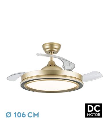 Ventilador Dc Picolo 72w 6226lm Oro/negro 3 Asp  Desp. 106d 3000-4000-6500k Remoto, Memoria, Temporizador