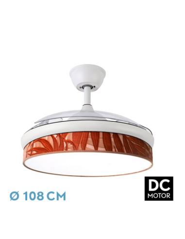 Ventilador Dc Moda 72w Blanco/hoja Caldera 108d 3aspas 7200lm 3000k,4000k,6000k Remoto+memoria+temporizador