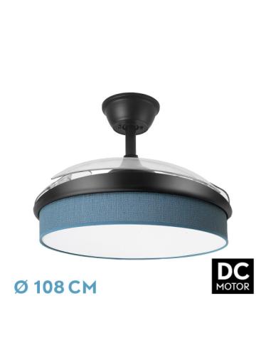 Ventilador Dc Moda 72w Negro/azul 108d 3aspas 7200lm 3000k,4000k,6000k, Remoto+memoria+temporizador