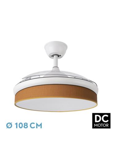 Ventilador Dc Moda 72w Blanco/naranja 108d 3aspas 7200lm 3000-4000-6000k Remoto+memoria+temporizador