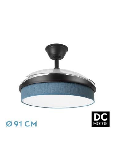 Ventilador Dc Moda 72w Negro/azul 91d 3aspas 7200lm 3000-4000-6000k Remoto+ Memoria+ Temporizador