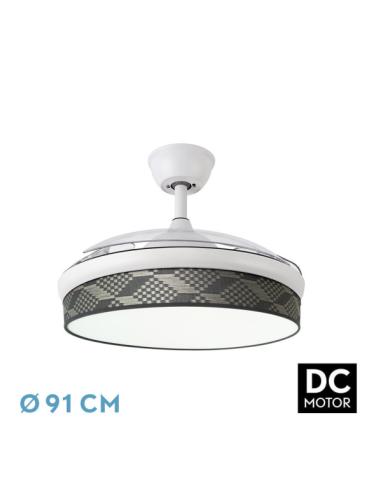 Ventilador Dc Moda 72w Blanc/tetris Gris 91d 3asp 7200lm 3000-4000-6000k Remoto+ Memoria+ Temporizador