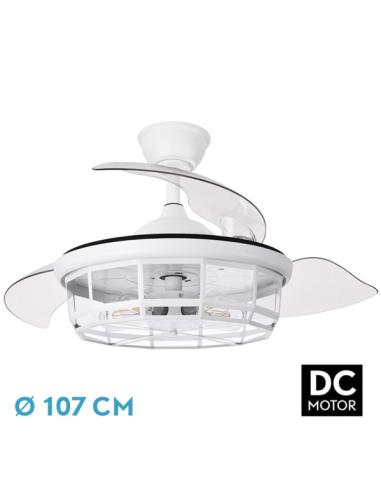 Ventilador Dc Tornado Blanco 5xe27 107d 3aspas Desplegables 6velocidades C/remoto Y Temporizador