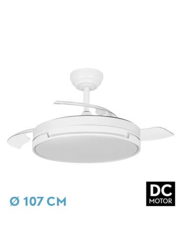 Ventilador Dc Papiro 72w Blanco 3aspas desp.107d 6120lm 3000k,4000k,6500k Remoto+ Memoria+ Temporizador