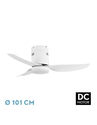 Ventilador Dc Borax 20w Blanco 3aspas 6vel 3000-4000 -6500k 2350lm Remoto, Memoria, Temporizador 27x101x101cm