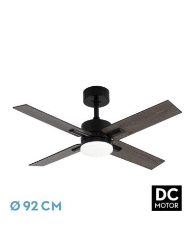 Ventilador Dc Talco 20w Negro 4aspas Negra/gris 6vel. 3000k,4000k,6500k 2350lm Remoto, Memoria, Temporizador 106d