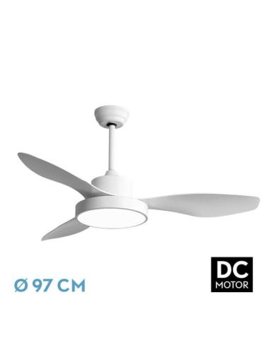 Ventilador Dc Hayate 24w 2650lm Blanco 3asp 6vel 97d 3000-4000-6000k Remoto,memoria Y Temporizador