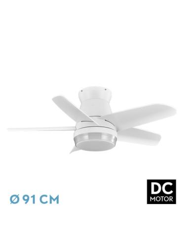 Ventilador Dc Neutron 24w 2400lm Blanc 5 Aspas 91d  3000k,4500k,6000k, Remoto+temporizador+memoria