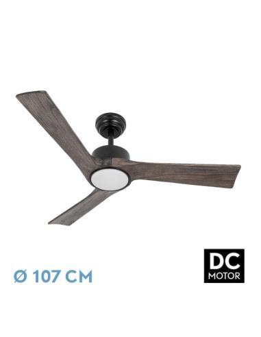 Ventilador Dc Orinoco 24w Negro 3aspas Roble 107d 2424lm 3000k,4000k,6500k Remoto+regulador Intensidad+temperatura+memoria