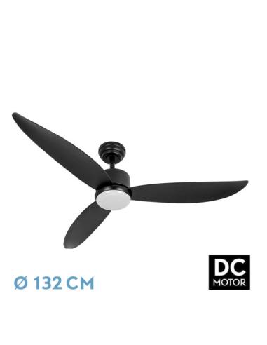 Ventilador Dc Genil 24w Negro 3aspas 6vel 132d 2424lm 3000-4000-6500k Remoto+temporizador+memoria