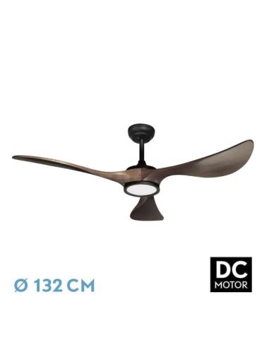 Ventilador Dc Viana 18w Negro/roble 3aspas132d Regulable Intensidad 2250lm 3000k, 4000k, 6000k Remoto+ Temporizador+ Memoria