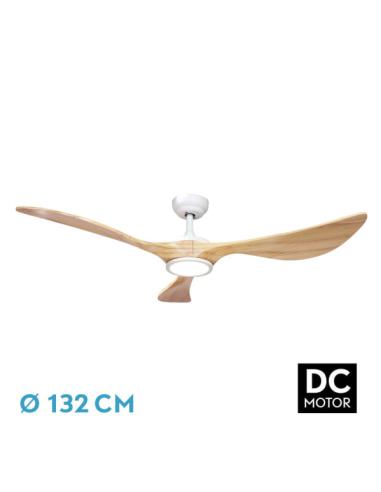 Ventilador Dc Viana 18w Blanco/haya 3aspas 132d Regulable Intensidad 2250lm 3000k, 4000k, 6000k Remoto+ Temporizador+ Memoria