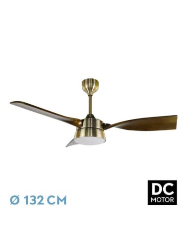 Ventilador Dc Estio 24w Cuero/roble 3aspas132d Regulable Intensidad 2650lm 3000k,4000k,6000k Remoto+temporizador+mamoria