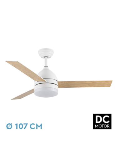 Ventilador Dc Legio 26w Blanco 3aspas Blanco/haya 107d 2950lm 3000-4000-6000k Remoto+memoria+temporizador