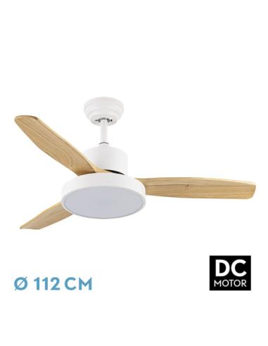 Ventilador Dc Kavala 48w Blanco 3aspas Haya 112d 6velocidades 4078lm 3000-4000-6000k Remoto+memoria+temporizador