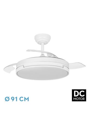 Ventilador Dc Papiro 48w Blanco 3aspas desp. 91d 4080lm 3000k,4000k,6500k Remoto+ Memoria+ Temporizador