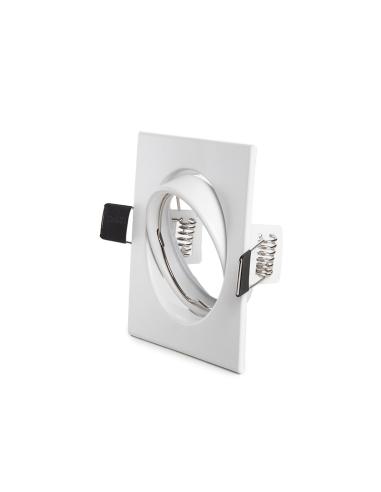 Aro Foco Downlight  Basculante Cuadrado Aluminio Blanco 83/83Mm