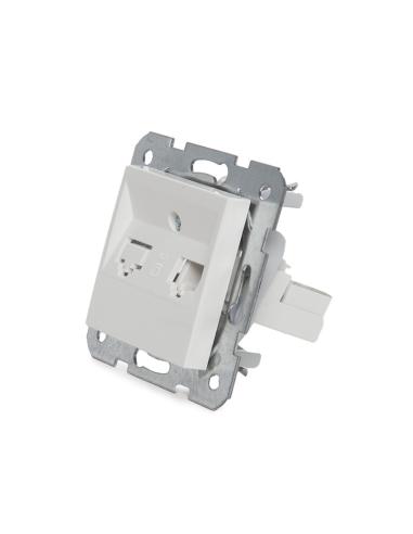 Toma Teléfono Panasonic Karre 1 X Rj11 - Bastidor Metálico Garras - Tapa Frontal Blanca