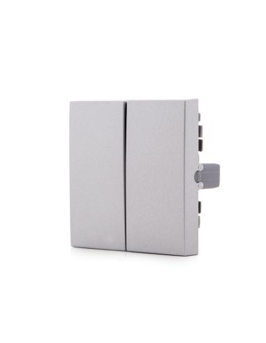 Tecla Partida Panasonic Novella Interruptor/Conmutador Doble, Color Plata (Compatible Mecanismo Karre)