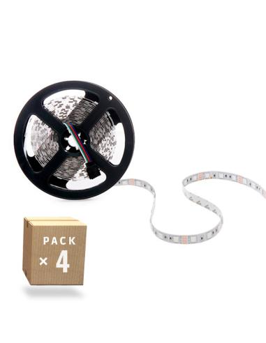 Pack 4 Tiras LED 72W 4200Lm 300 X SMD5050 12VDC IP33 x5M 40.000H [PL-219012-RGB-IP33-PK4-AP]