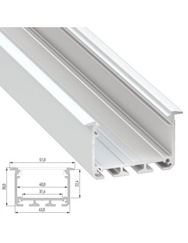 Perfil Aluminio Tipo INSO 2,02M - Anodizado Plata